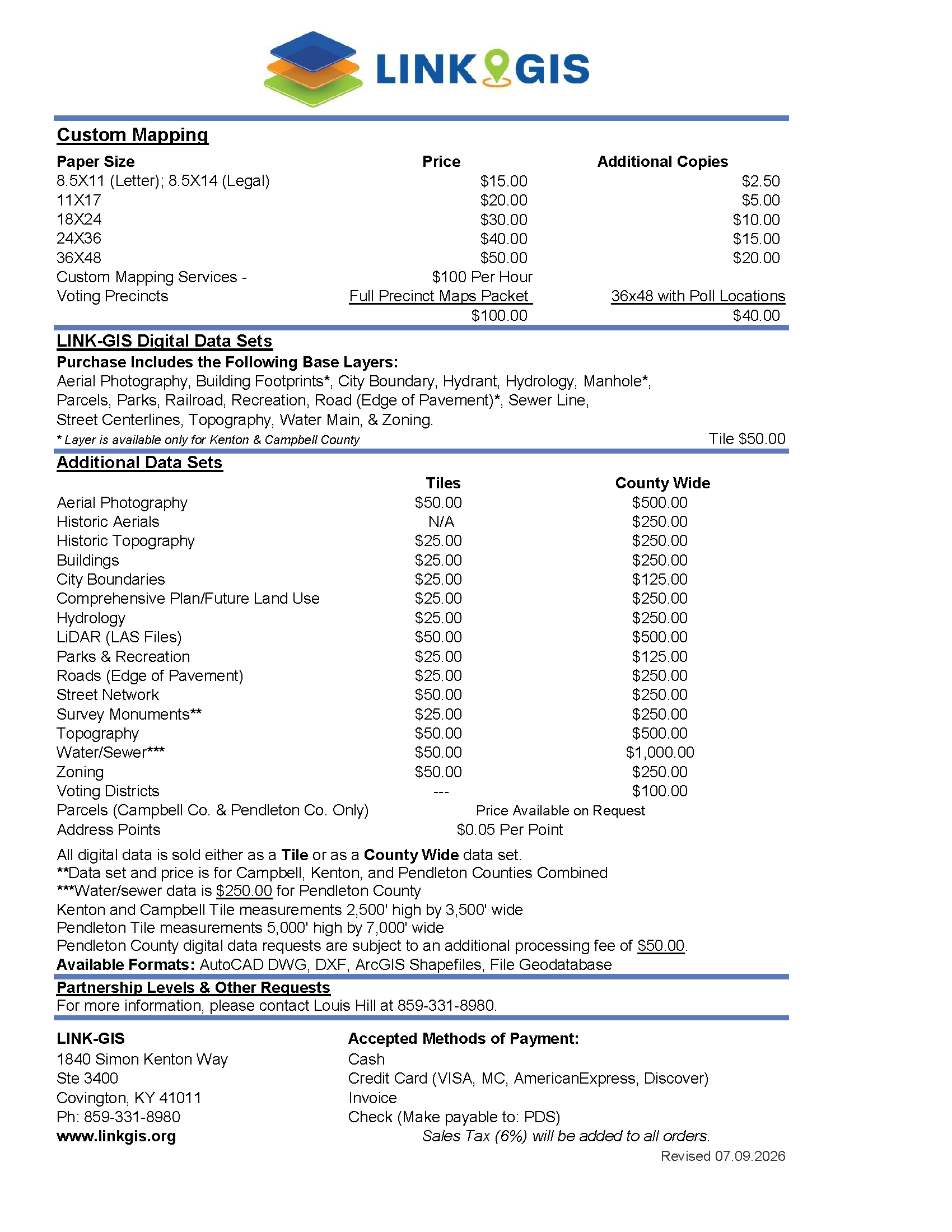 Fee schedule