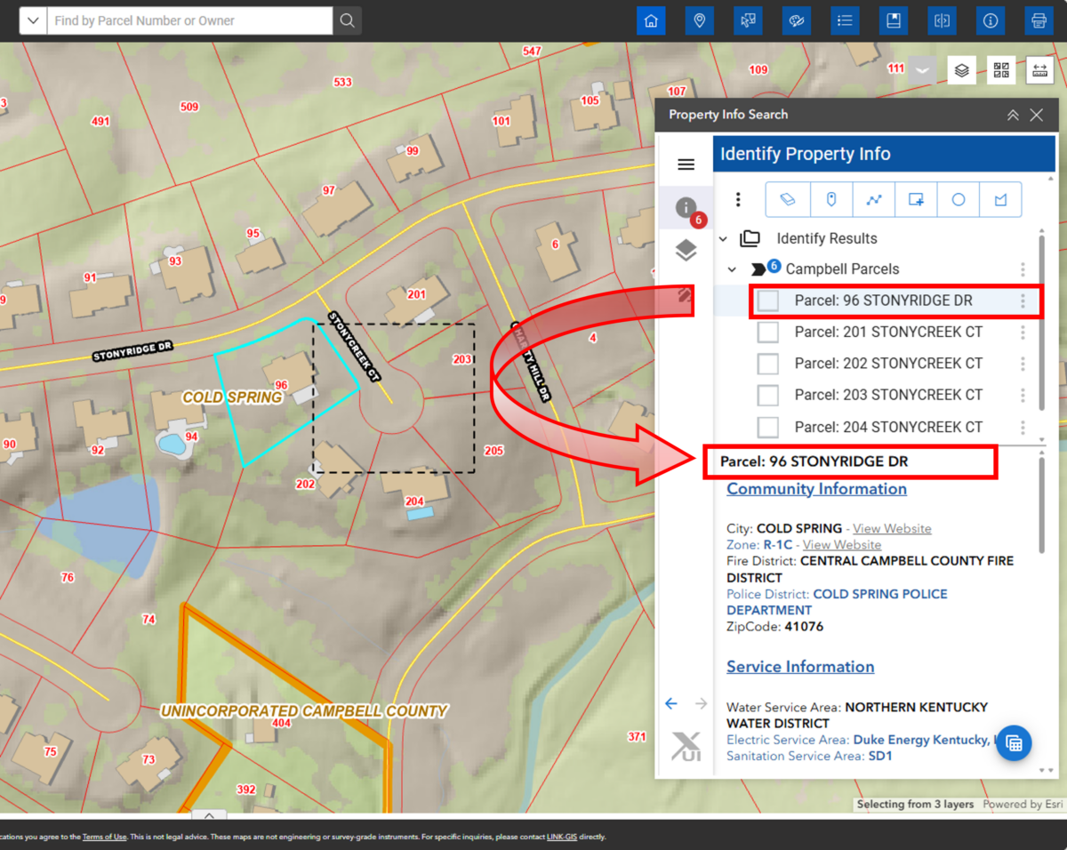 Property Info Search Widget - LINK-GIS
