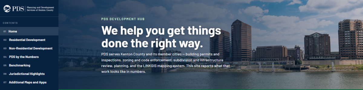 Home page view of the PDS Development Hub and contents menu.